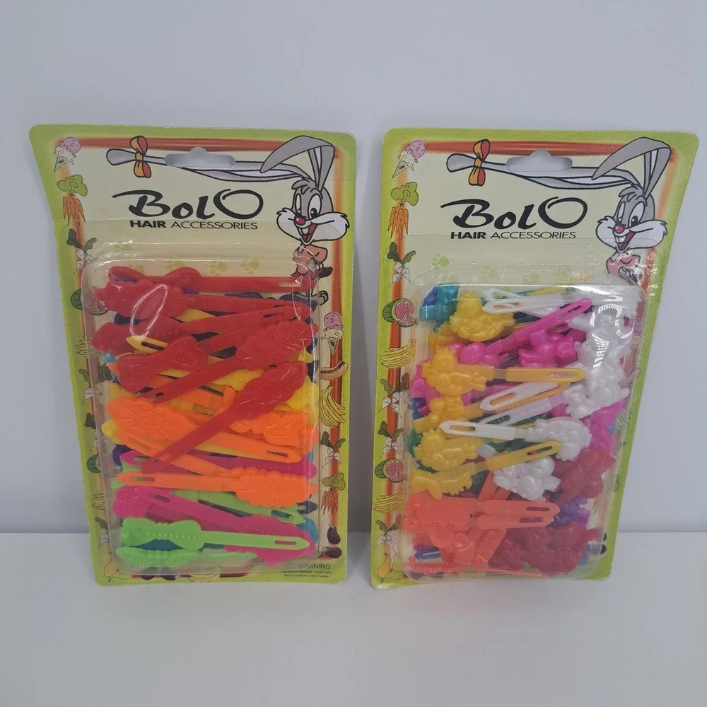 Bolo Vintage Hair Barrettes Colorful Plastic Animal Floral Girls Hair Clips 90's